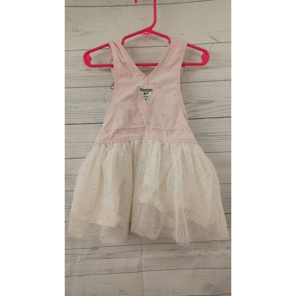 Oshkosh BGosh Size 3T Little Girls Unicorn Tutu Jean Overalls Dress